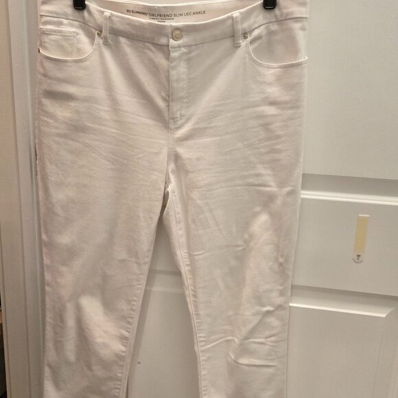 Chico's White Denim Stretch Cropped Jeans - Picture 1 of 5